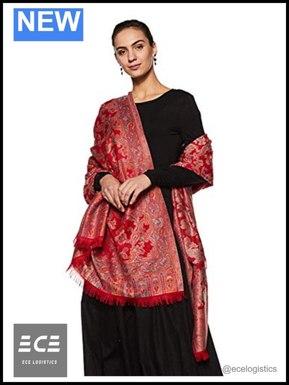 Pashmina Wool Blend Shawl Wrap Large 40x80 Woven Indian Handicraft